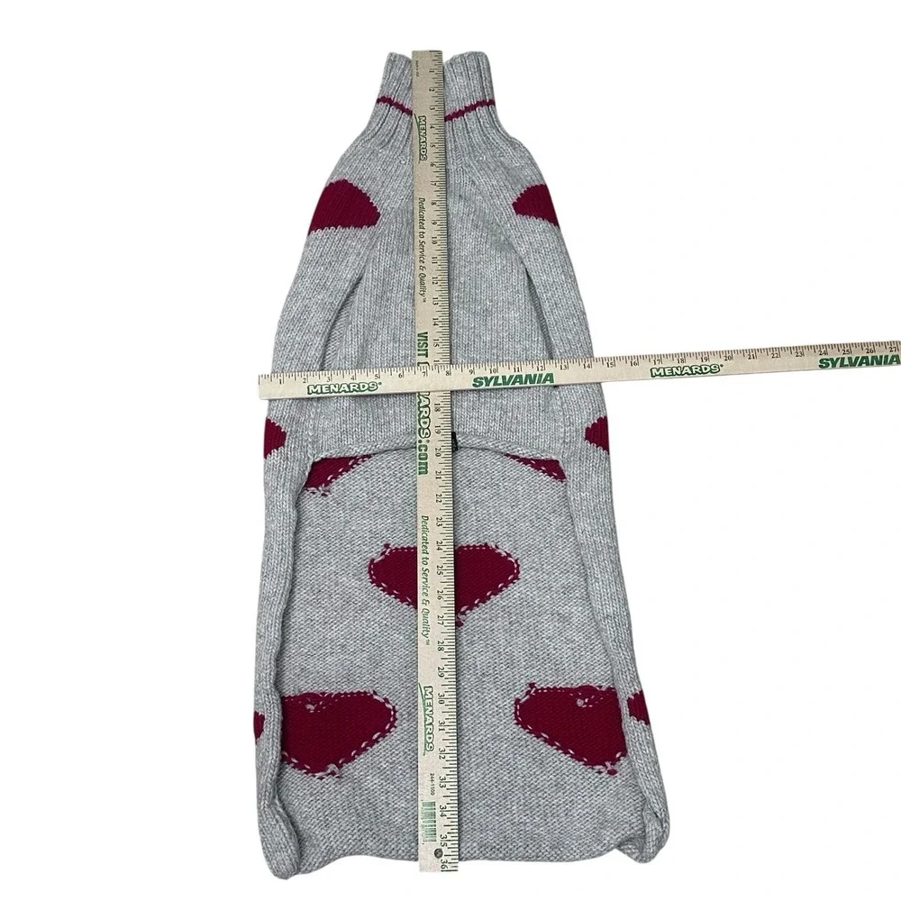 Chilly‎ Dog Heart Dog Sweater 100% Wool Gray Red Size Large Large Breed Dog